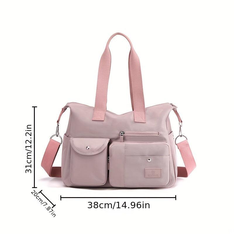 Large Capacity Casual Shoulder Bag Solid Pockets Zipper Crossbody Bag