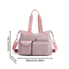 Large Capacity Casual Shoulder Bag Solid Pockets Zipper Crossbody Bag