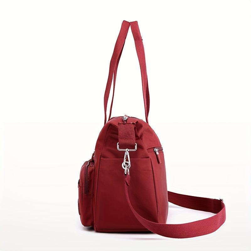 Large Capacity Casual Shoulder Bag Solid Pockets Zipper Crossbody Bag