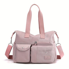 Large Capacity Casual Shoulder Bag Solid Pockets Zipper Crossbody Bag