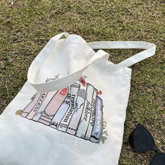 Cartoon Pattern Canvas Tote Bag Large Capacity Lightweight Shoulder Bag