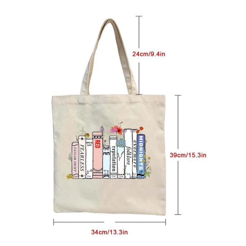 Cartoon Pattern Canvas Tote Bag Large Capacity Lightweight Shoulder Bag