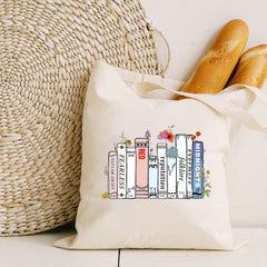 Cartoon Pattern Canvas Tote Bag Large Capacity Lightweight Shoulder Bag