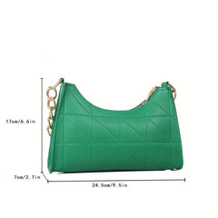 Argyle Quilted Baguette Chain Shoulder Bag Zipper Purse