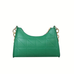 Argyle Quilted Baguette Chain Shoulder Bag Zipper Purse