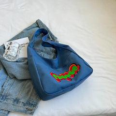 Cartoon Letter Print Shoulder Bag Canvas Casual Bag