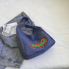 Cartoon Letter Print Shoulder Bag Canvas Casual Bag