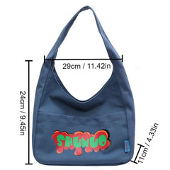 Cartoon Letter Print Shoulder Bag Canvas Casual Bag