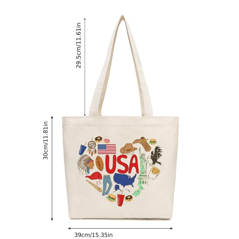 Canvas Tote Bag Cartoon Shoulder Bag Large Capacity Storage Handbag