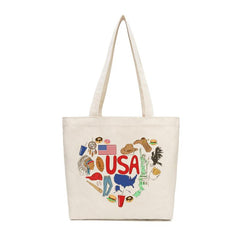 Canvas Tote Bag Cartoon Shoulder Bag Large Capacity Storage Handbag