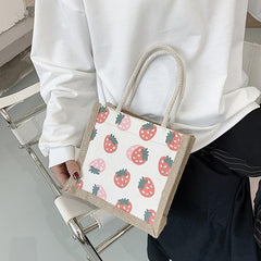 Strawberry Pattern Canvas Bag Women's Handbag