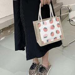 Strawberry Pattern Canvas Bag Women's Handbag