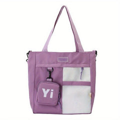 Colorblock Preppy Handbag with Mini Purse