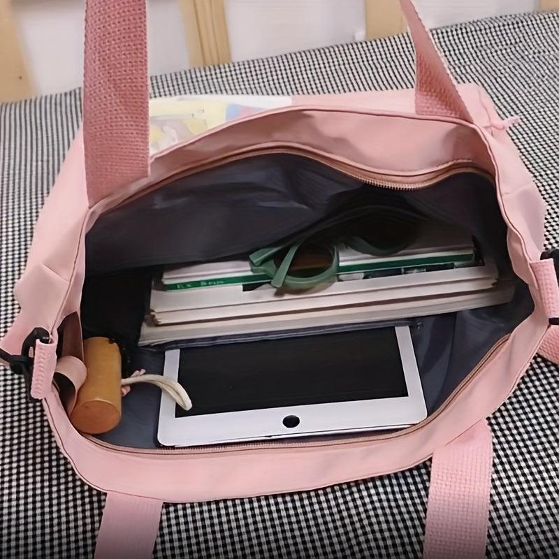 Colorblock Preppy Handbag with Mini Purse