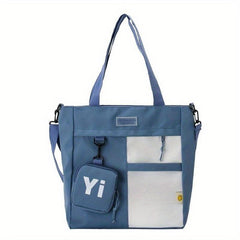 Colorblock Preppy Handbag with Mini Purse