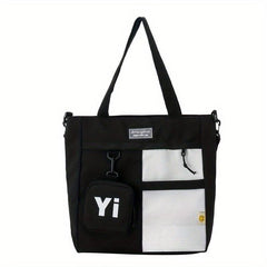 Colorblock Preppy Handbag with Mini Purse
