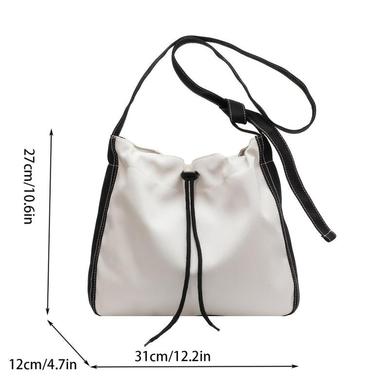 Canvas Drawstring Tote Bag Large Capacity Lightweight Crossbody Shopping Bag