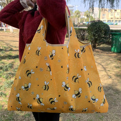 Print Shoulder Bag Large Capacity Shopper Bag Foldable Reusable Organizer