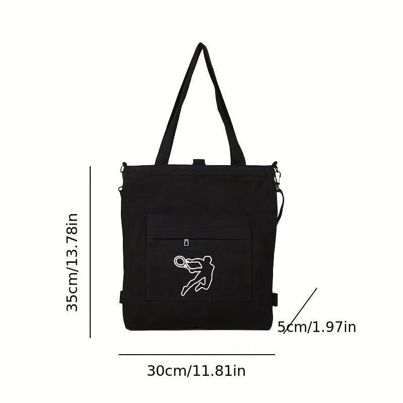 Sports Theme Canvas Tote Bag Lightweight Shoulder Bag