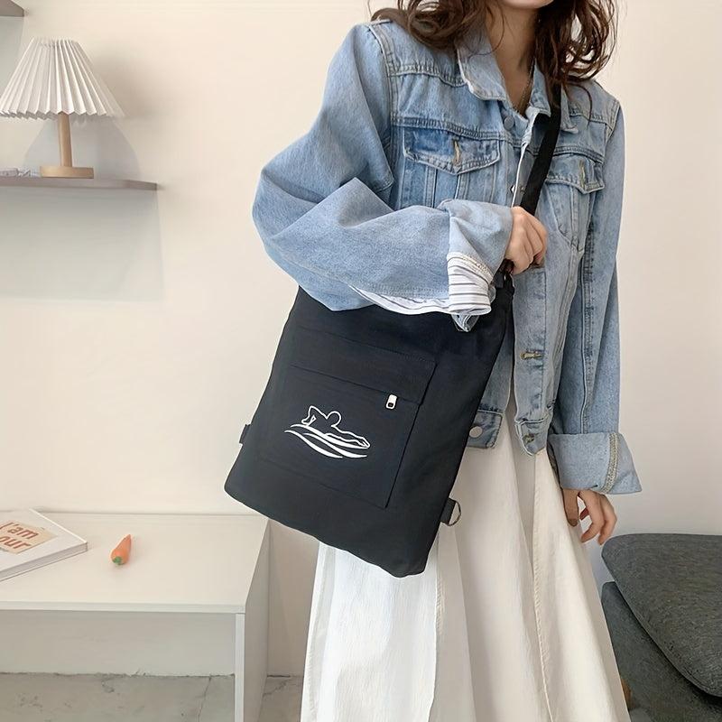 Sports Theme Canvas Tote Bag Lightweight Shoulder Bag