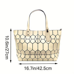 Geometric Pattern Tote Bag Holographic Handbag Satchel Purse