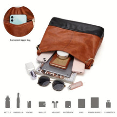 Vintage Large Capacity Tote Bag Retro Top Handle Satchel Women's Handbag