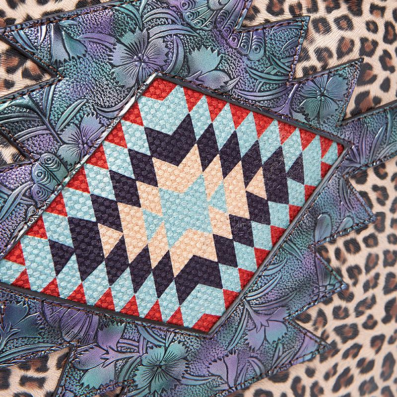Leopard Pattern Tote Bag Fringe Trim Shoulder Bag