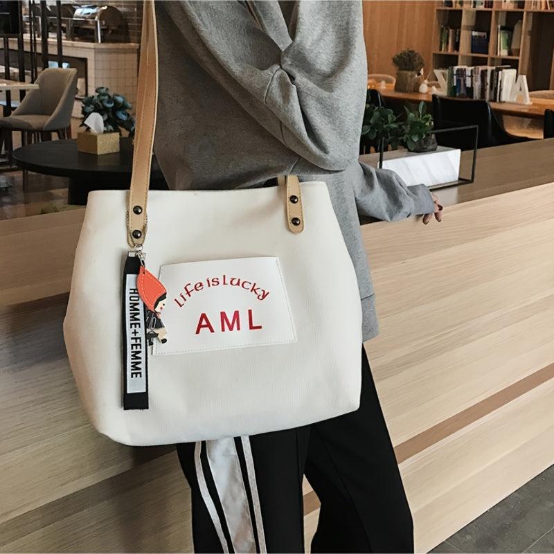 Large Capacity Tote Shoulder Bag Sling Bag Women's Print Shopping Bag