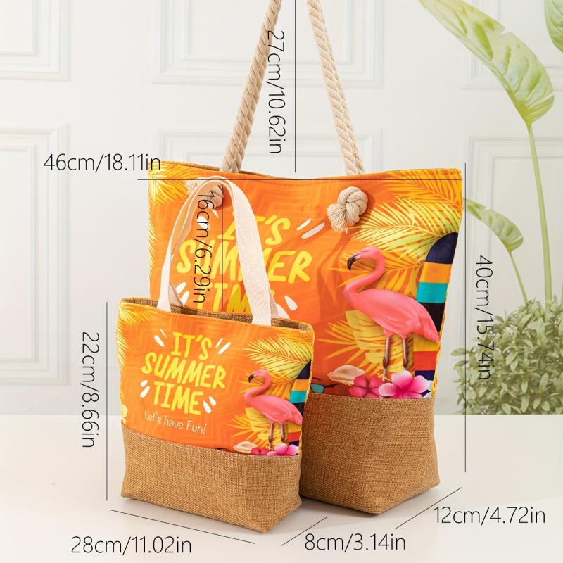 Flamingo Pattern Tote Bag All Match Handbag Classic Shopping Bag