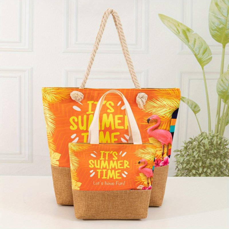 Flamingo Pattern Tote Bag All Match Handbag Classic Shopping Bag