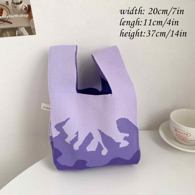 Leopard Pattern Crochet Bag Tote Handbag Vest Wrist Purse