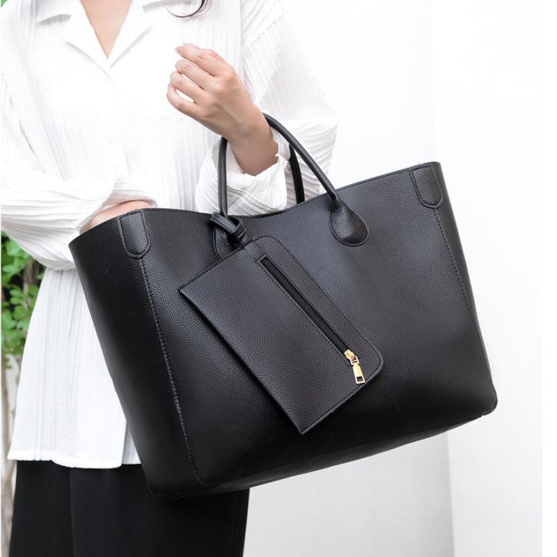 Minimalist Large Capacity Tote Bag PU Shoulder Bag Women's Casual Handbag