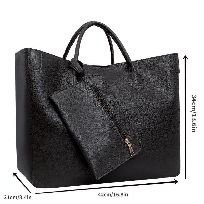Minimalist Large Capacity Tote Bag PU Shoulder Bag Women's Casual Handbag