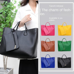 Minimalist Large Capacity Tote Bag PU Shoulder Bag Women's Casual Handbag