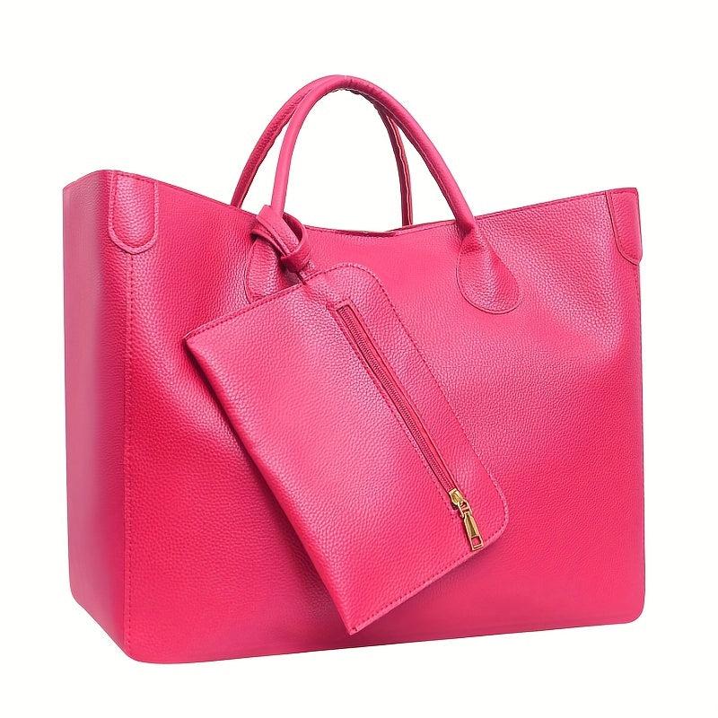 Minimalist Large Capacity Tote Bag PU Shoulder Bag Women's Casual Handbag
