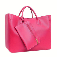 Minimalist Large Capacity Tote Bag PU Shoulder Bag Women's Casual Handbag