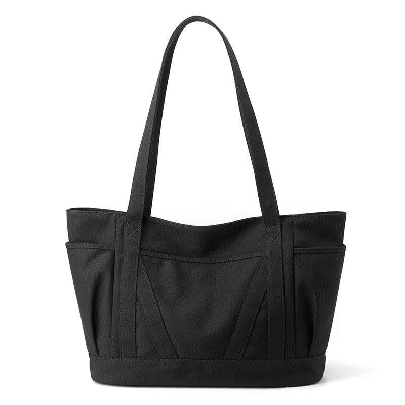 Solid Tote Bag Large Capacity Shoulder Bag Portable Casual Storage Bag