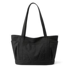 Solid Tote Bag Large Capacity Shoulder Bag Portable Casual Storage Bag