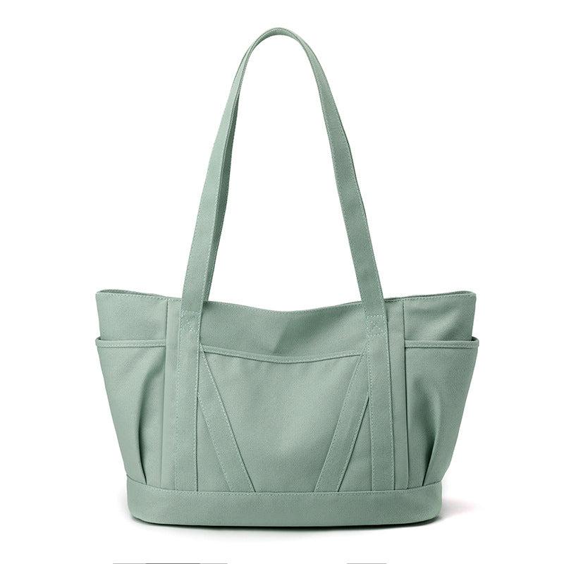 Solid Tote Bag Large Capacity Shoulder Bag Portable Casual Storage Bag