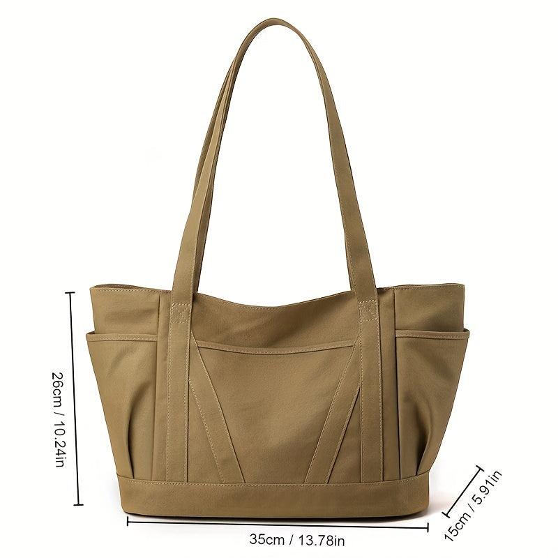 Solid Tote Bag Large Capacity Shoulder Bag Portable Casual Storage Bag