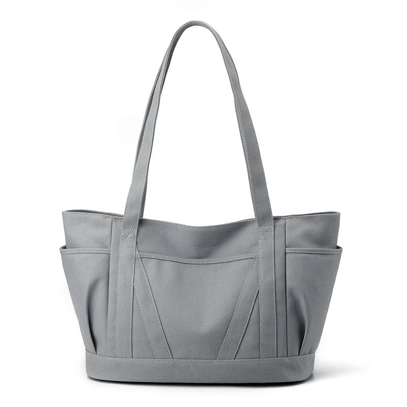 Solid Tote Bag Large Capacity Shoulder Bag Portable Casual Storage Bag