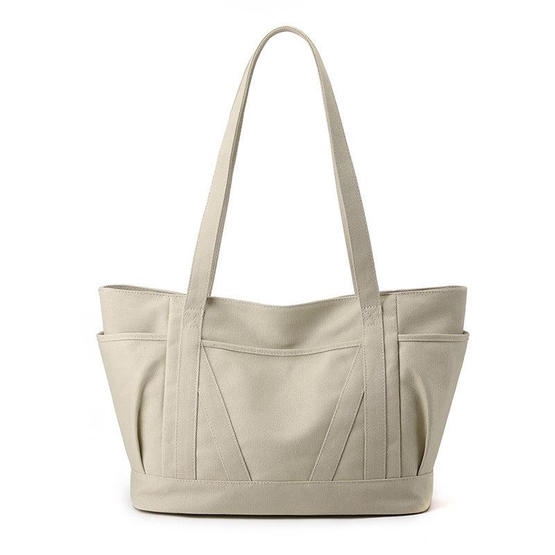 Solid Tote Bag Large Capacity Shoulder Bag Portable Casual Storage Bag