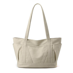 Solid Tote Bag Large Capacity Shoulder Bag Portable Casual Storage Bag