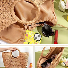 Straw Woven Beach Bag Large Tote for Summer Women's Purse