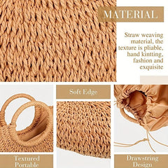 Straw Woven Beach Bag Large Tote for Summer Women's Purse