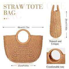 Straw Woven Beach Bag Large Tote for Summer Women's Purse