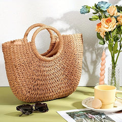 Straw Woven Beach Bag Large Tote for Summer Women's Purse