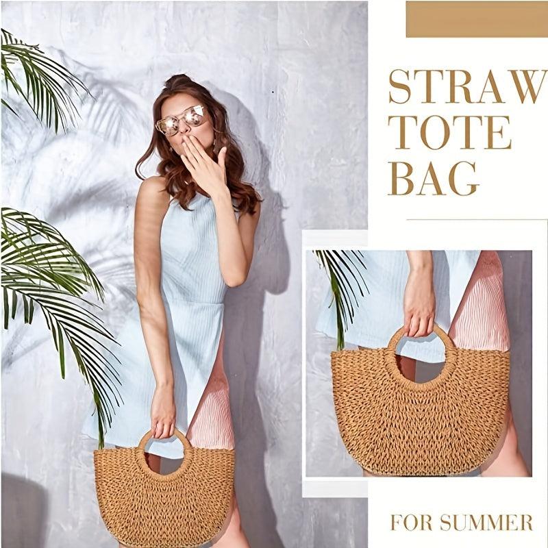 Straw Woven Beach Bag Large Tote for Summer Women's Purse