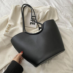 Vintage Tote Bag Solid Shoulder Bag Large Capacity Handbag