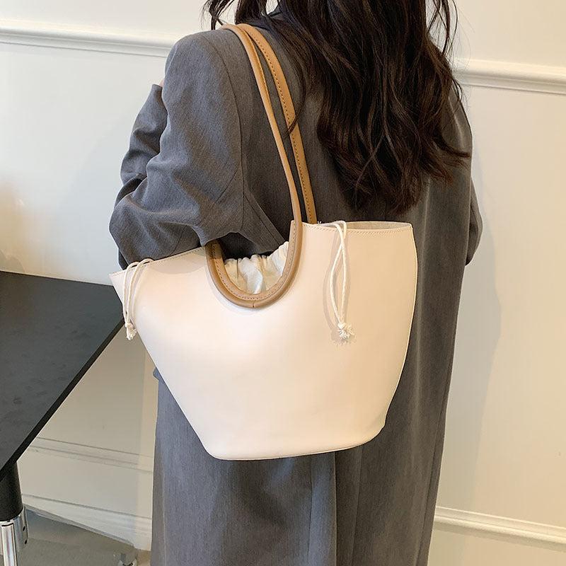 Vintage Tote Bag Solid Shoulder Bag Large Capacity Handbag